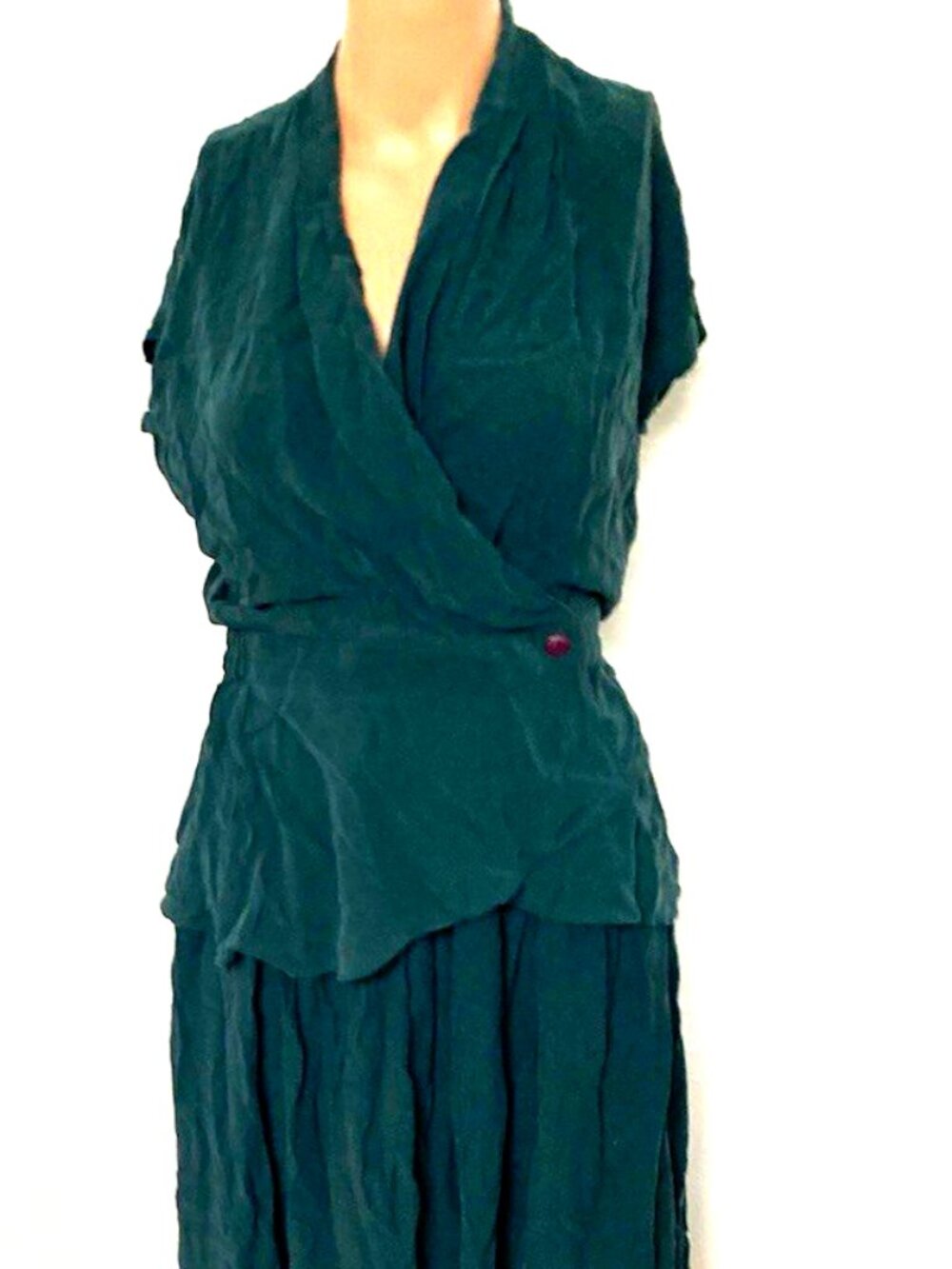 Dorothy Schoelen Platinum Women’s Green Chiffon 2pc Blouse Skirt Set M